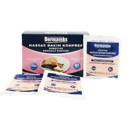 Dermateks Hassas Bakım Gaz Kompres 7,5x7,5 cm 5 li - medikazon.com