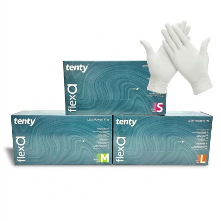 Tenty Medium Pudrasız Lateks Muayene Eldiveni 100 lü Kutu