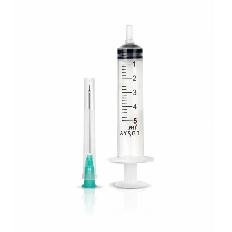 Ayset 5 ml Yeşil İğneli Enjektör 21G - 3 Parçalı Sızdırmaz
