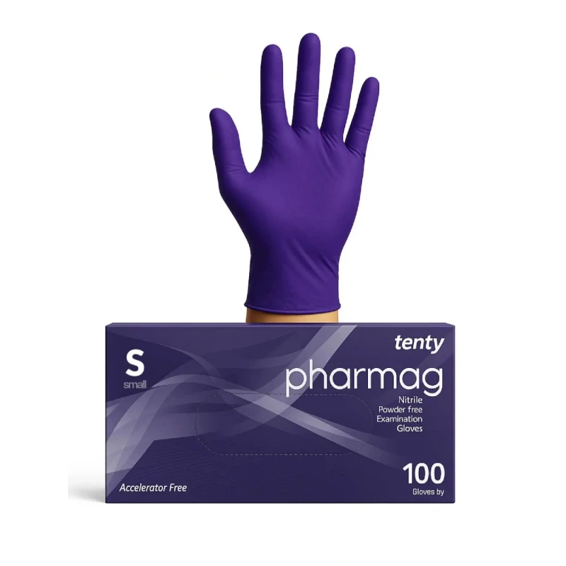 Tenty Pharmag S Beden Nitril Eldiven Yaban Mersini - 100 lü Paket