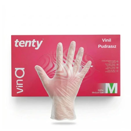 Tenty Vinil Pudrasız Muayene Eldiveni Medium - 100 Adet