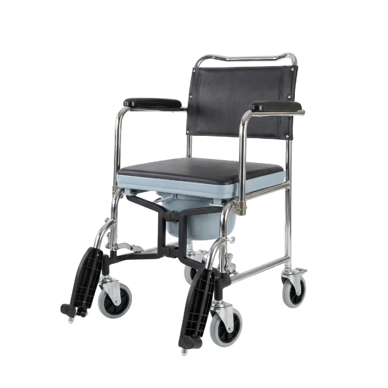 Sdm 689 Klozetli Tekerlekli Sandalye - Katlanabilir Deri Döşem