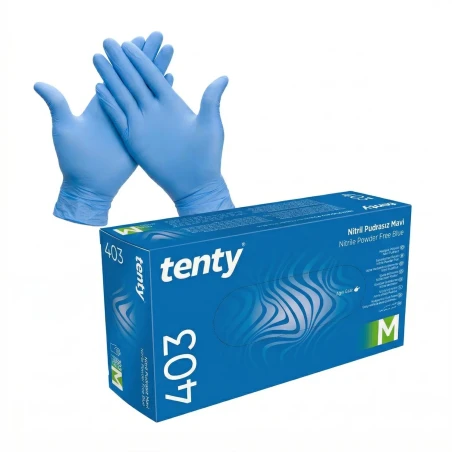 Tenty Mavi Nitril Muayene Eldiveni Medium - 100 lü Kutu